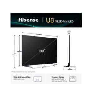TV Hisense 100U8Q Mini LED 4K UHD Smart VIDAA Refresh Rate 165Hz