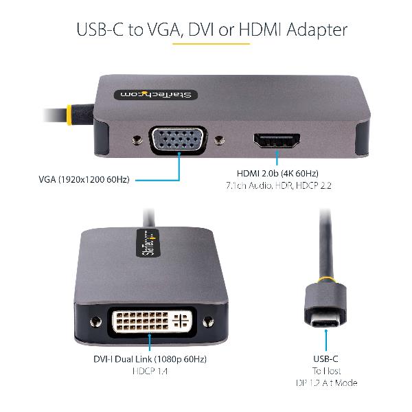 Adattatore USB-C a HDMI DVI VGA Startech DisplayPort