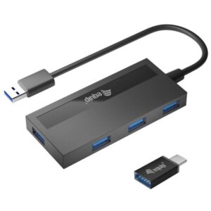 Hub USB 3.2 Gen 1 Equip 4 Porte con Adattatore USB-C Grigio