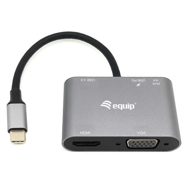 Adattatore USB-C 5 in 1 Equip HDMI 4K VGA PD 100W USB 3.0
