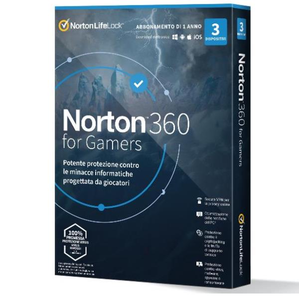 Antivirus Norton 360 for Gamers Box 3 Dispositivi 50GB IT