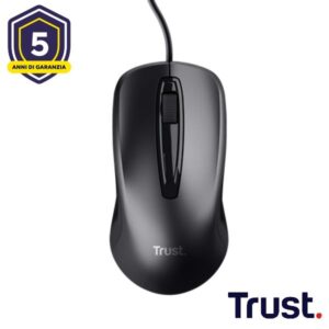 Mouse Trust Carve Cablato 1200DPI Grigio Ergonomico