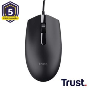 Mouse Cablato Trust 160cm 1200 DPI Nero Ergonomico