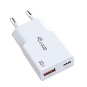 Caricabatterie GaN Equip 30W 2 Porte USB-C e USB-A Bianco