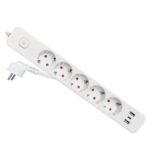 Multipresa EQUIP 5 Prese Schuko 3 USB Tasto On/Off Protezione Bambini 2.5m