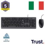 Kit Tastiera e Mouse Trust Basic Cablati USB Layout Italiano Nero