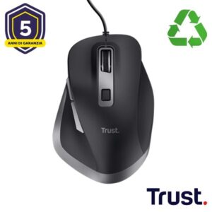 Mouse Trust Fyda Cablato 5000 DPI Nero Ergonomico