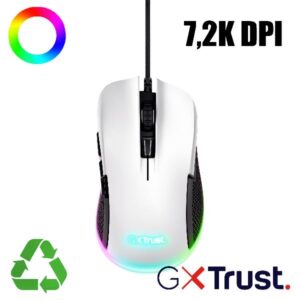 Mouse Gaming Trust GXT 922 Ybar Bianco 7200 DPI 6 Pulsanti RGB