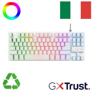 Tastiera Gaming Trust GXT833W Thado TKL Compatta Cablata Illuminata Bianco