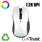 Mouse Gaming Trust GXT 923W YBAR Wireless Ricaricabile 7200DPI Bianco/Nero
