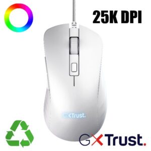 Mouse Gaming Trust GXT924W YBAR+ Bianco 25.600 DPI 6 Pulsanti