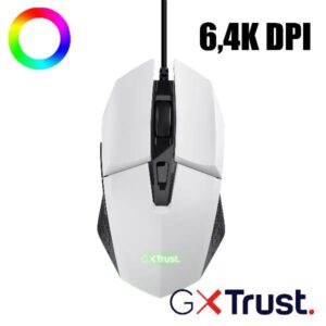 Mouse Gaming Trust GXT 109W Felox Bianco 6.400 DPI Cablato