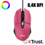 Mouse Gaming Trust GXT109P Felox 6.400 DPI Illuminato Rosa
