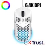Mouse Gaming Trust GXT 928W Helox Bianco Cablato 6400 DPI RGB