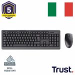 Kit Tastiera e Mouse Wireless Trust Primo Nero Silenzioso Antispill