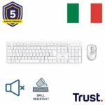 Kit Tastiera e Mouse Wireless Trust Desk Set Bianco Layout Italiano