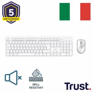Kit Tastiera e Mouse Wireless Trust Desk Set Bianco Layout Italiano