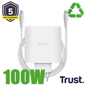 Alimentatore Notebook Trust Maxo 100W 2 Porte USB-C GAN Bianco