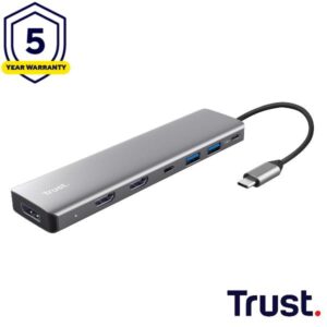Docking Station Trust Dalyx 7-in-1 Alluminio 2 HDMI 4K 1 DP USB-C PD