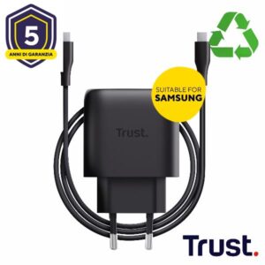 Caricabatterie USB-C Trust 45W per Samsung Nero Riciclato
