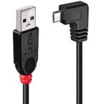 Cavo USB 2.0 Lindy Tipo A/Micro-B Angolato 1m Nero
