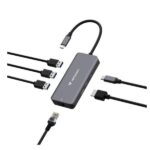 Hub USB Verbatim 6in1 RJ45 PD100W 3 Porte USB-C/USB-A Grigio