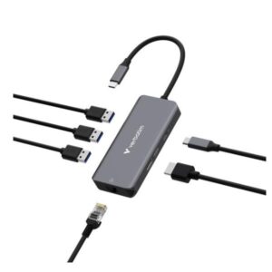 Hub USB Verbatim 6in1 RJ45 PD100W 3 Porte USB-C/USB-A Grigio