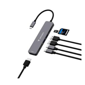 Hub USB Verbatim Multiport 7in1 PD 100W con Porte USB-C e USB-A