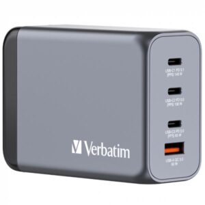 Alimentatore GaN Verbatim 4 Porte 240W per Notebook e Dispositivi