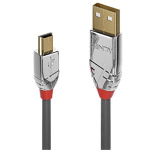 Cavo USB 2.0 Lindy Tipo A a Mini-B Cromo Line 1m Grigio - SKU: 36631-LND