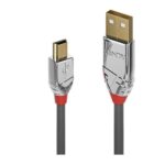 Cavo USB 2.0 Lindy Tipo A a Mini-B 3 metri Cromo Line Grigio
