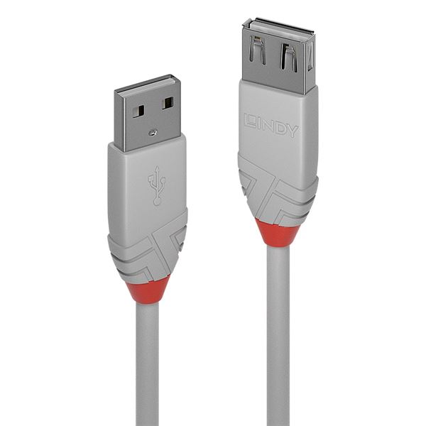Prolunga USB 2.0 Lindy Tipo A/B Grigio 0.5 Metri