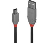 Cavo USB 2.0 Lindy Tipo A a Mini B 0.5m Nero