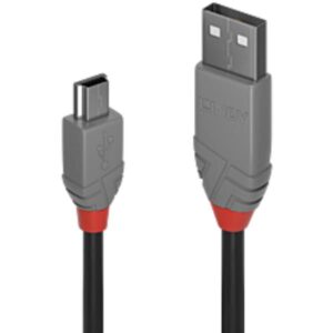 Cavo USB 2.0 A a Mini B Lindy Anthra Line 3 Metri Nero