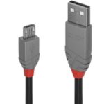 Cavo USB 2.0 A Micro B Lindy Anthra Line 3 Metri Nero