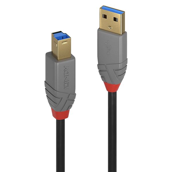 Cavo USB 3.2 Lindy Tipo A a Tipo B 5 Metri Grigio - SKU: 36744
