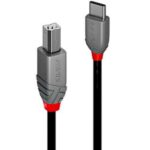 Cavo USB 2.0 Tipo C a B Lindy Anthra Line 3 Metri Nero