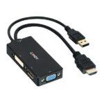 Convertitore Video Lindy HDMI a DP/DVI/VGA Box Metallo Nero