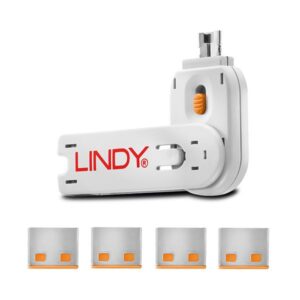 Cavo di Sicurezza Portatile Lindy Blocca Porte USB Arancione con 4 Serrature
