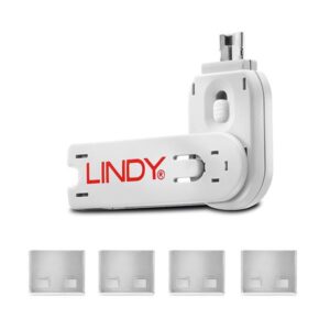 Cavo di Sicurezza Portatile Lindy Blocca Porte USB Bianco con 4 Serrature