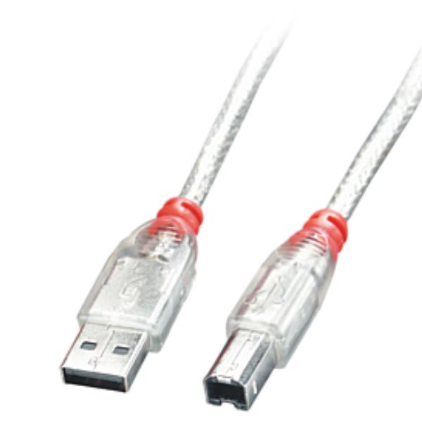 Cavo USB 2.0 Lindy Tipo A/B Trasparente 0.2m Bianco
