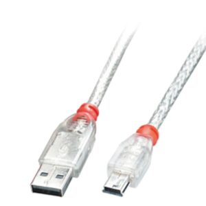 Cavo USB 2.0 Lindy Tipo A a Mini-B 0.5m Trasparente