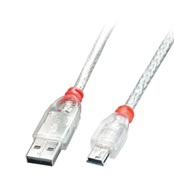 Cavo USB 2.0 Lindy Tipo A a Mini-B 0.5m Trasparente