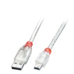Cavo USB 2.0 Lindy Tipo A a Mini-B Trasparente 1 metro