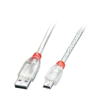 Cavo USB 2.0 Lindy Tipo A a Mini-B Trasparente 1 metro
