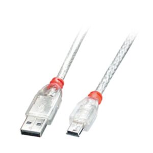 Cavo USB 2.0 Lindy Tipo A a Mini-B Trasparente 2 metri