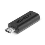 Adattatore USB Lindy Micro-B a USB-C 2.0 Nero