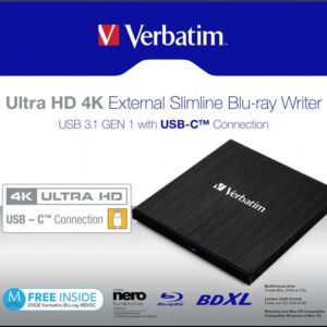 Masterizzatore Esterno Verbatim Ultra HD 4K Blu-Ray Writer USB-C