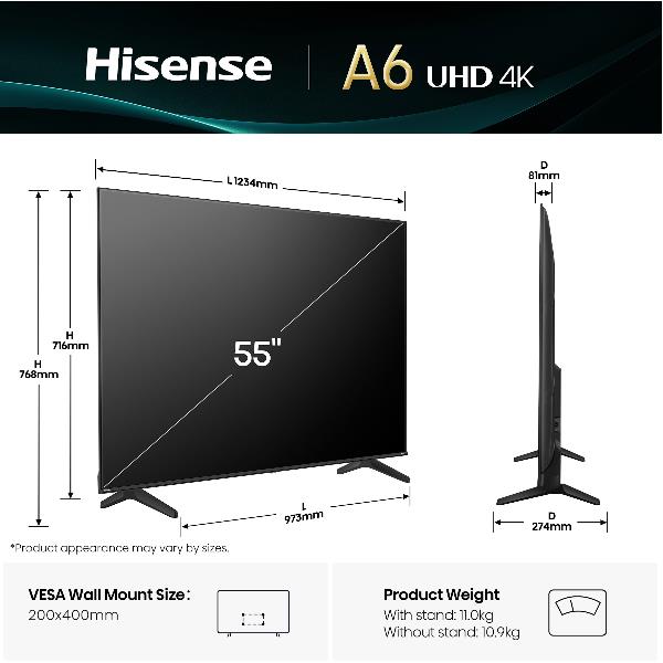 TV Hisense 55A69Q 4K UHD Smart VIDAA U9