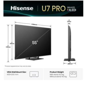TV Hisense 55U7Q PRO Mini LED 4K Smart 165Hz VIDAA